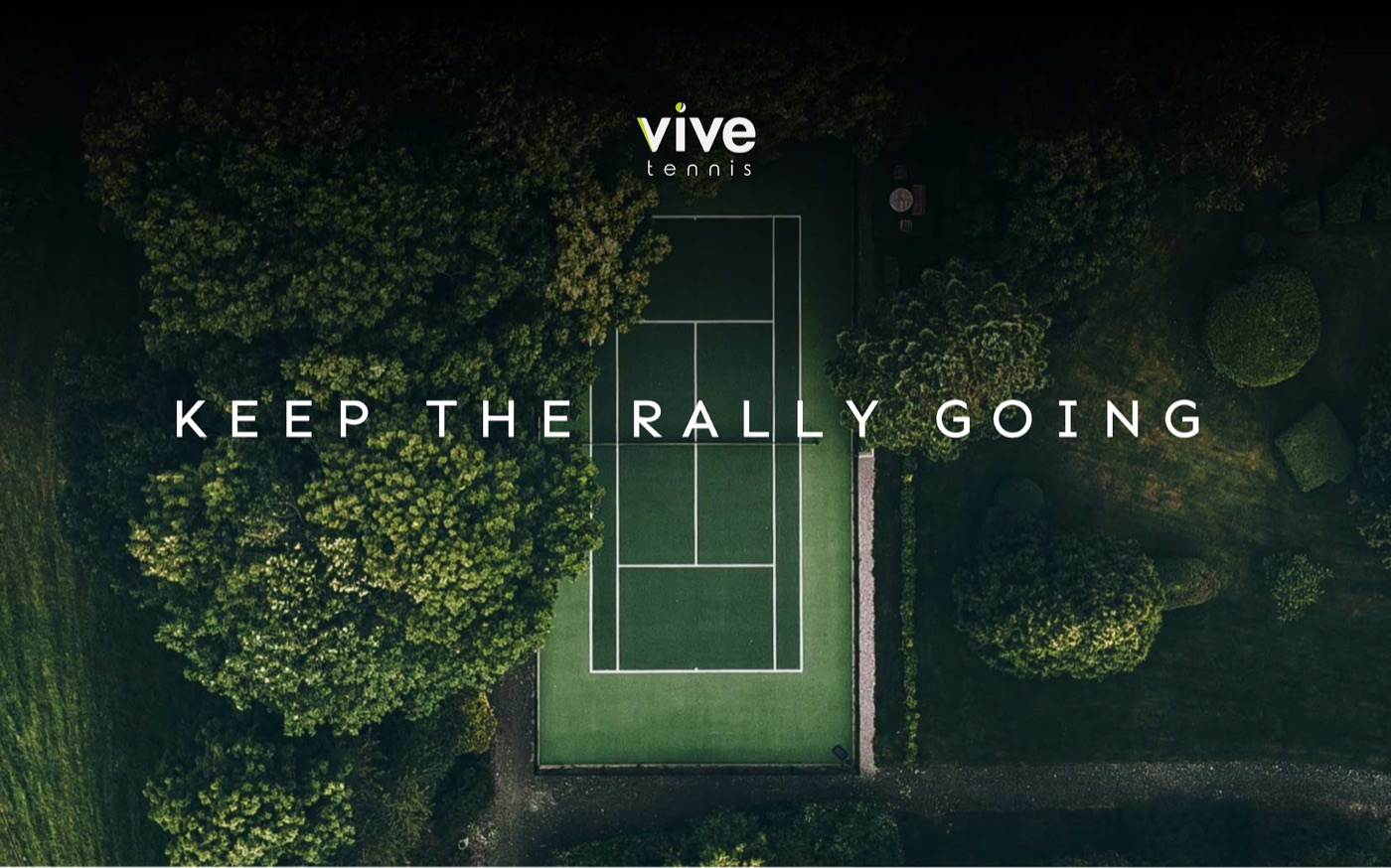 Aerial view of a tennis court with two players